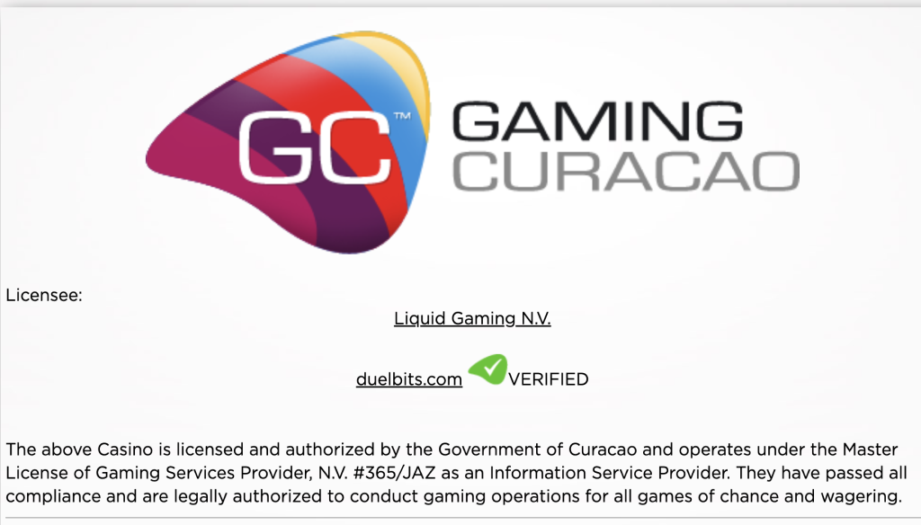The Confirmation of the license of Duelbits Casino