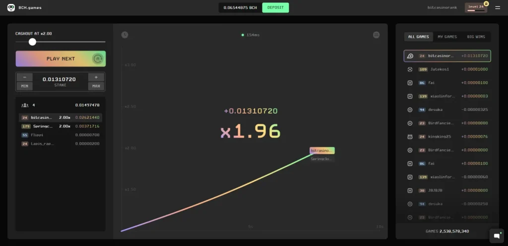 Crypto casino game crash with bitcoin cash