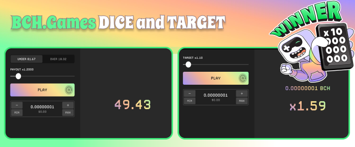 Original Dice and Target games at BCH.Games casino