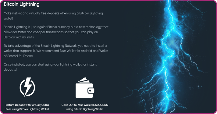 Betplay.io Bitcoin Lightning advantages