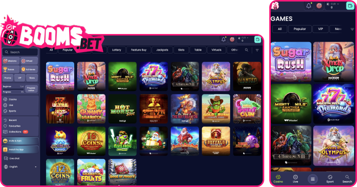 Slots selection at Booms.bet Casino