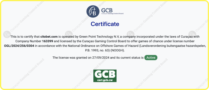 Citobet Caino License GCB