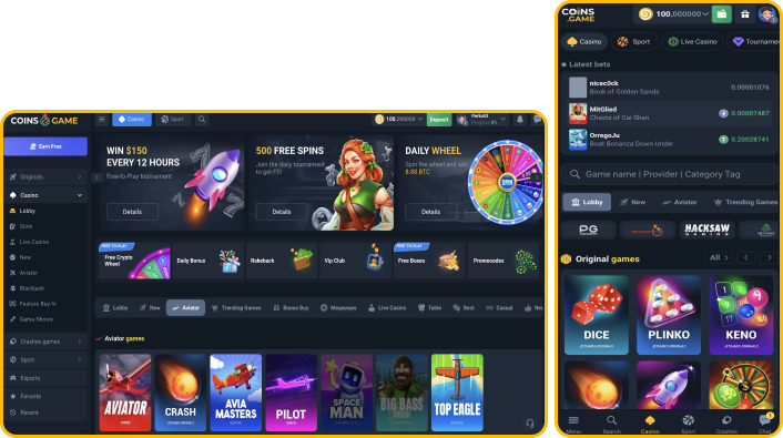 Games selection at Coins Game Casino