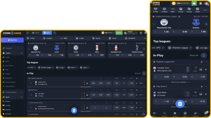 Coins Game Casino Sports Betting Section