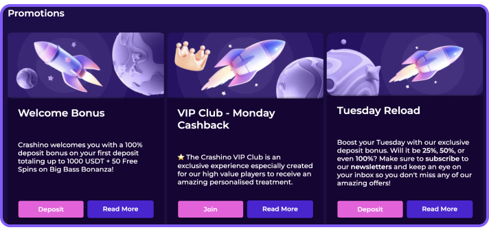Promotions at Crashino