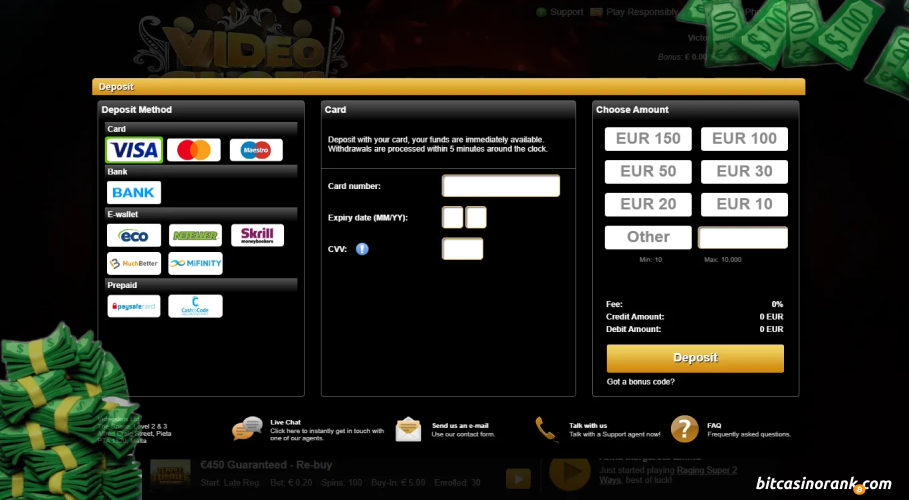 Making a deposit at a fiat casino