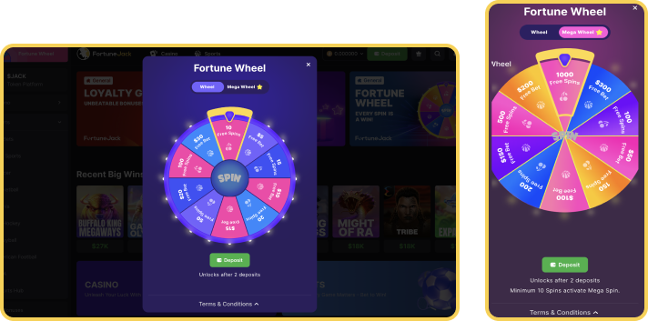 Fortune Wheel at Fortune Jack Casino