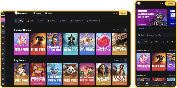 Games selection at Fortune Jack Casino