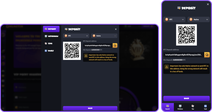 Galactix.io Casino Payment Methods