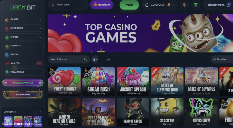 Section with games in Jackbit casino