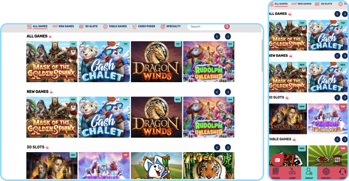 Games Section at Kats Casino