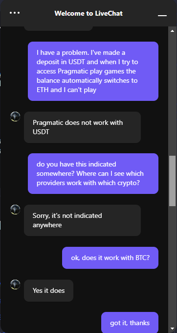 LTC Casino's Customer Support