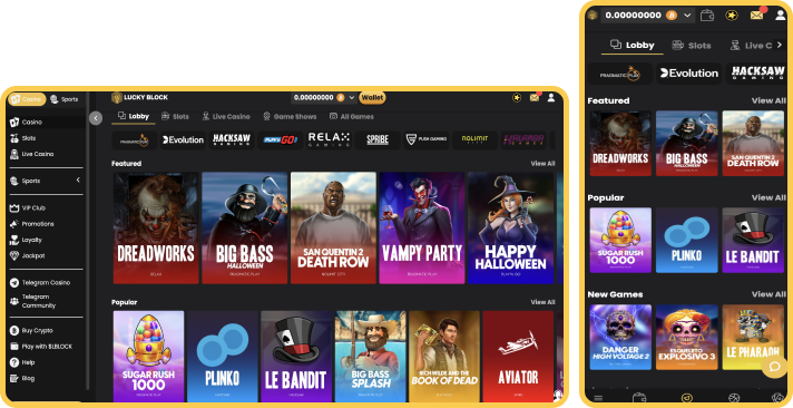 Games section at Lucky Block casino