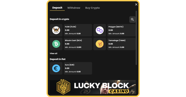 Lucky Block Casino Payment Methods