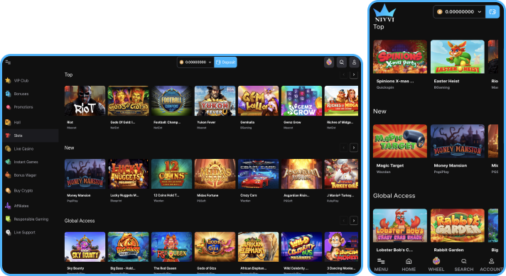Slots selection at Niyvi Casino