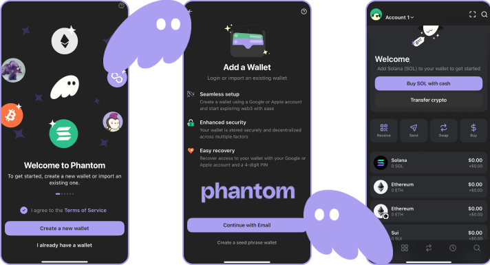 Phantom Wallet account creation in the mobile app