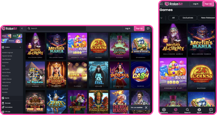Games selection at Rakebit Casino