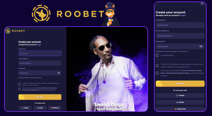 Sign Up Process at Roobet Casino