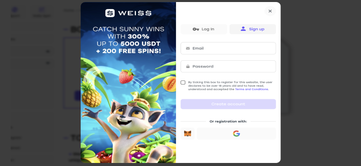 Weiss Sign Up Process