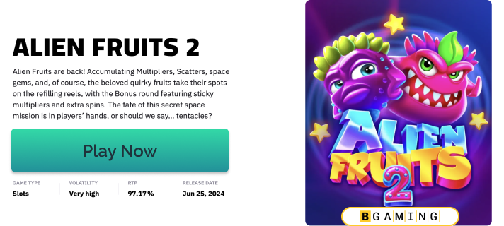 Alien Fruits 2 slot by Bgaming