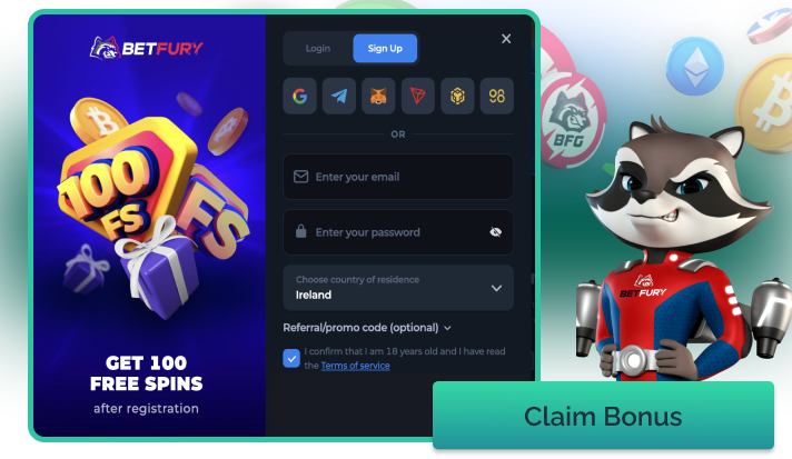 No Depost Bonus Betfury Casino 100 Free Spins