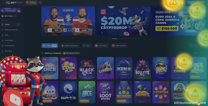 Section of games in the casino betfury