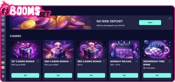 Bonuses at Booms.bet Casino