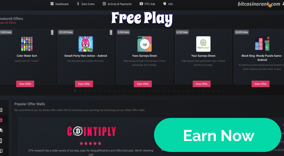 Cointiply is Crypto Platform with Offerwalls