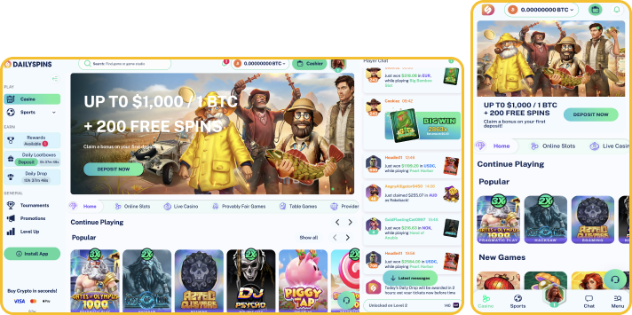 Slots selection at Daily Spins Casino