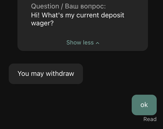 The response of Customer Support at ETHPLAY casino