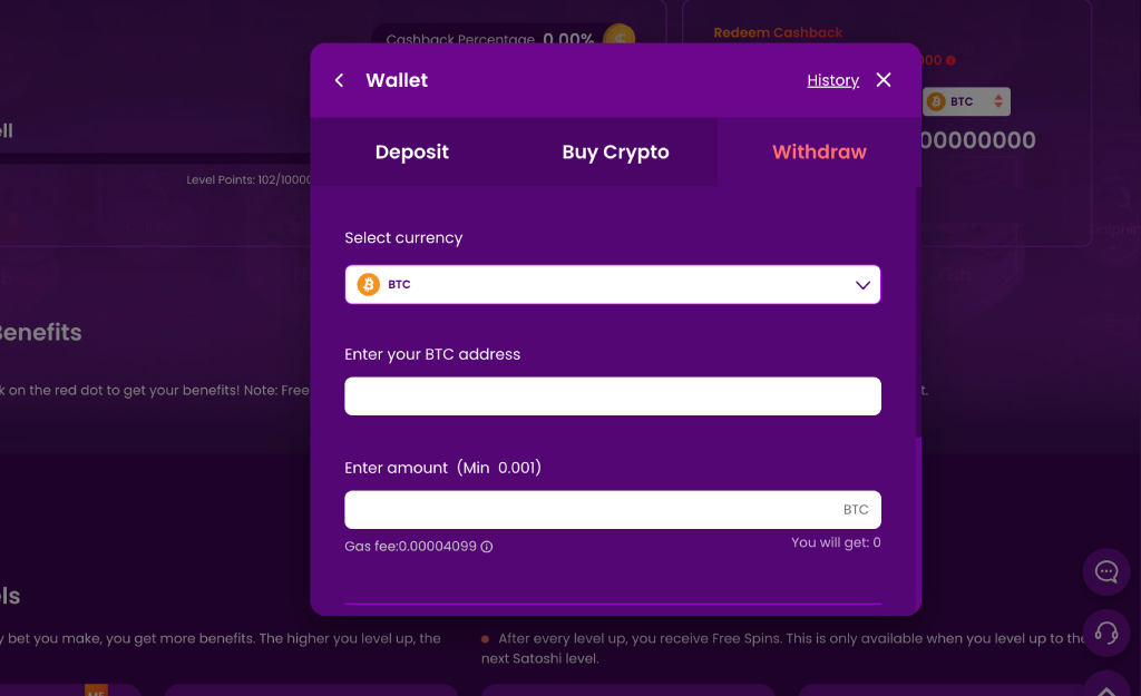 The withdrawal of faucet earnings from TrustDice