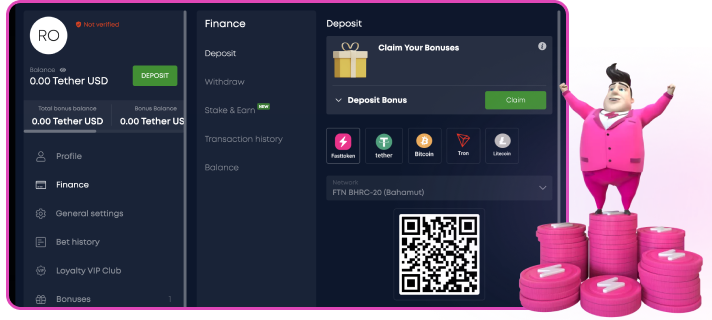 Deposit at Vbet casino with Fasttoken cryptocurrency