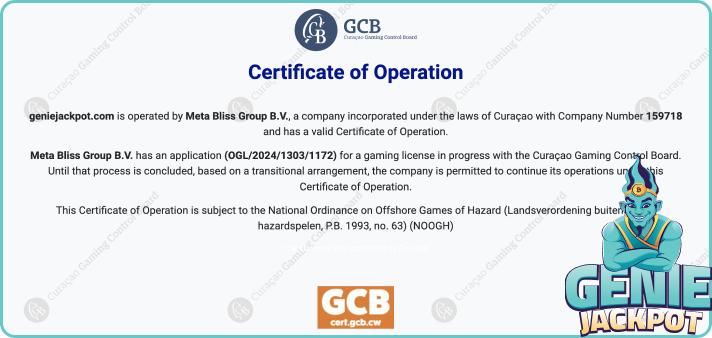 Genie Jackpot Caino License GCB