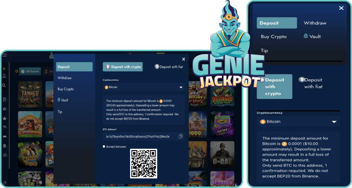 Genie Jackpot Casino Payment Methods
