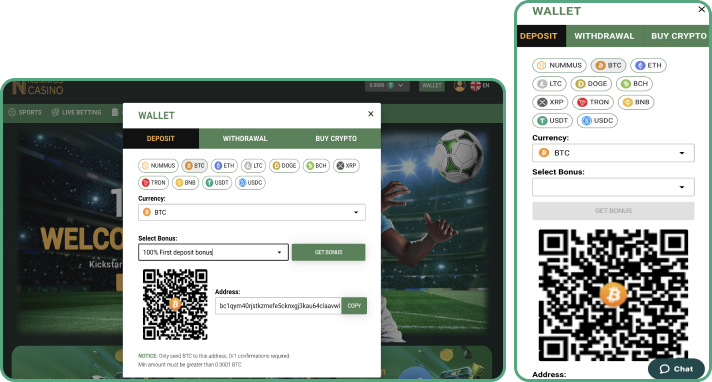 Nummus Casino Payment Methods