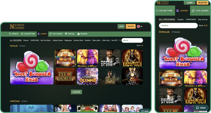 Slots selection at Nummus Casino