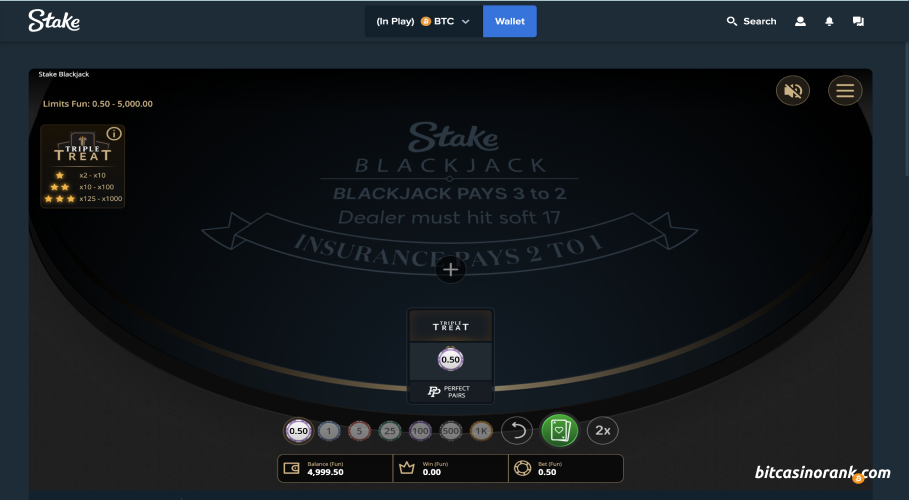 Blackjack gameplay at Stake Casino
