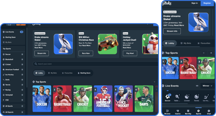 Sports Betting selection at Stake Casino