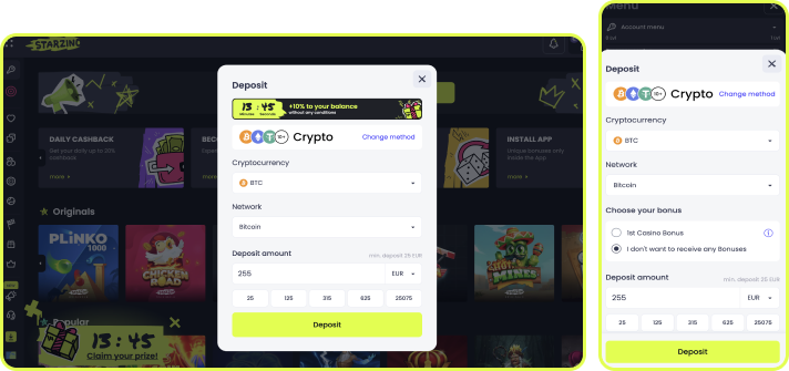 Starzino Casino Payment Methods