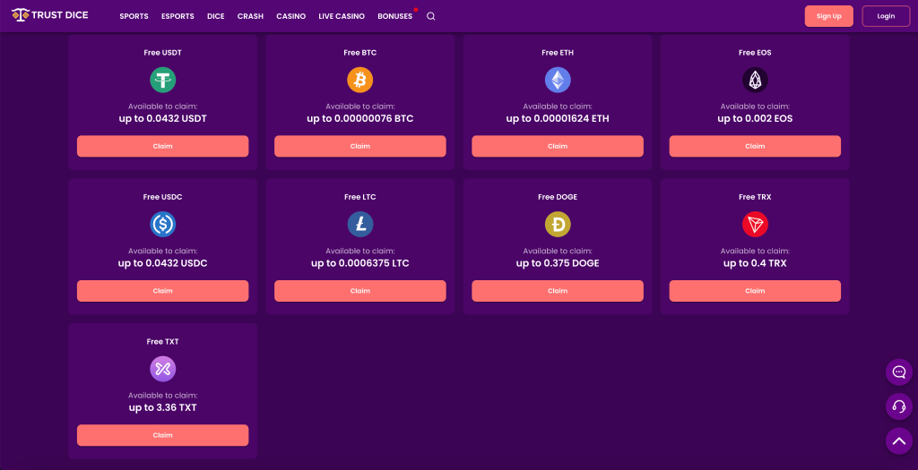 TrustDice Crypto Faucet