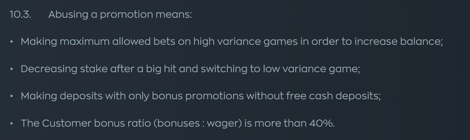 An important term from Vave's Terms and Conditions