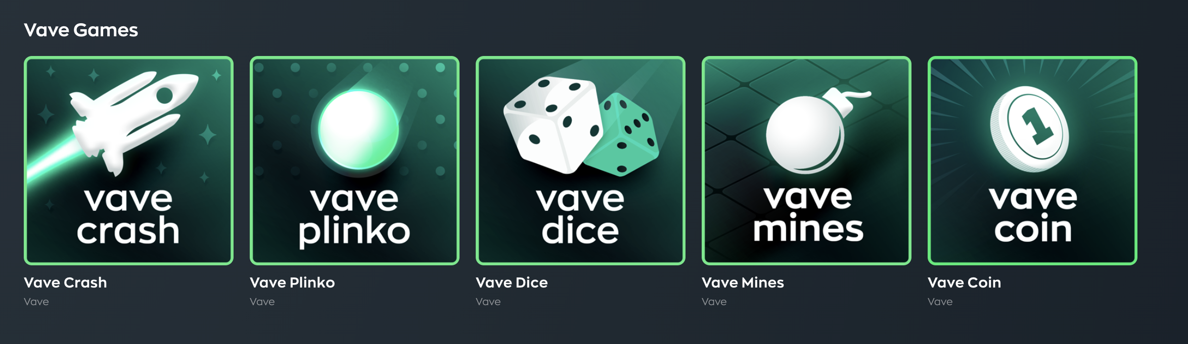 In-house games at Vave Casino