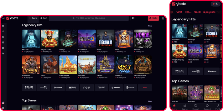Slots selection at Ybets Casino